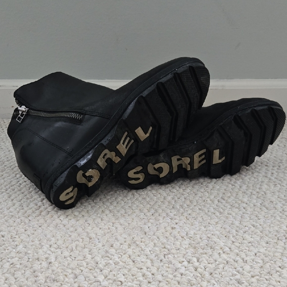 Sorel Black Wedge Boots Ankle Boots SIZE 10.5 - Picture 4 of 5
